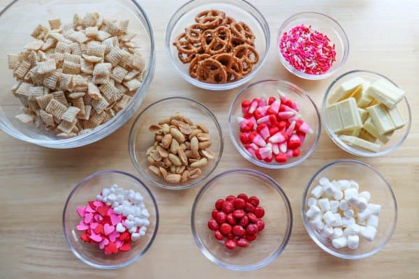 Valentine's Day Snack Mix Ingredients