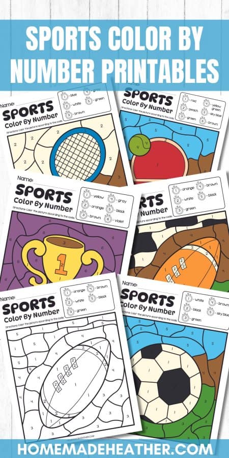 Sports Color By Number Printables all colored in.