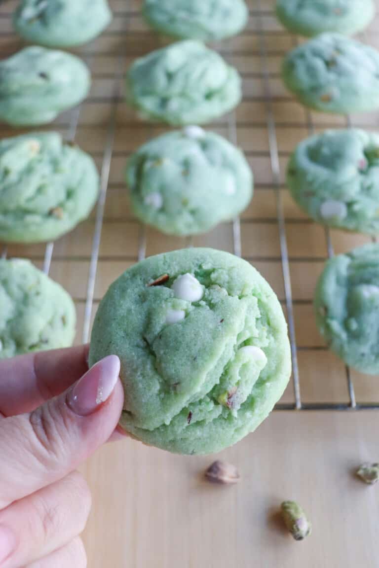 Pistachio Pudding Cookies with White Chocolate Chips