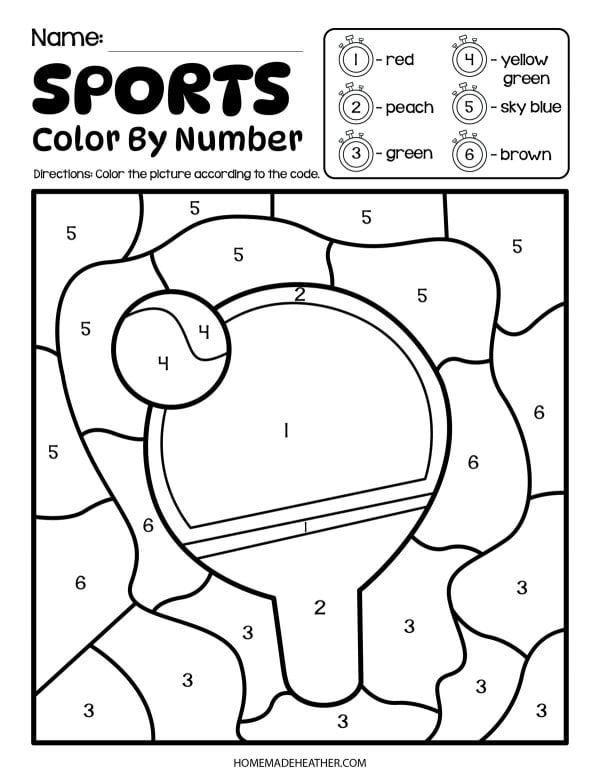 Ping Pong blank color by number page.