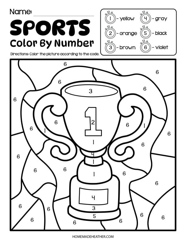 Trophy blank color by number page.