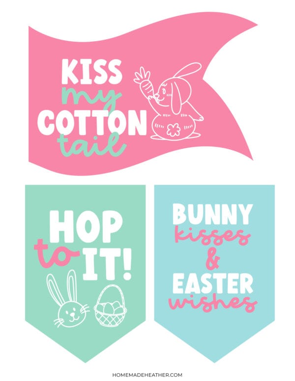 Printable Easter Tags in pink, blue and teal colors.