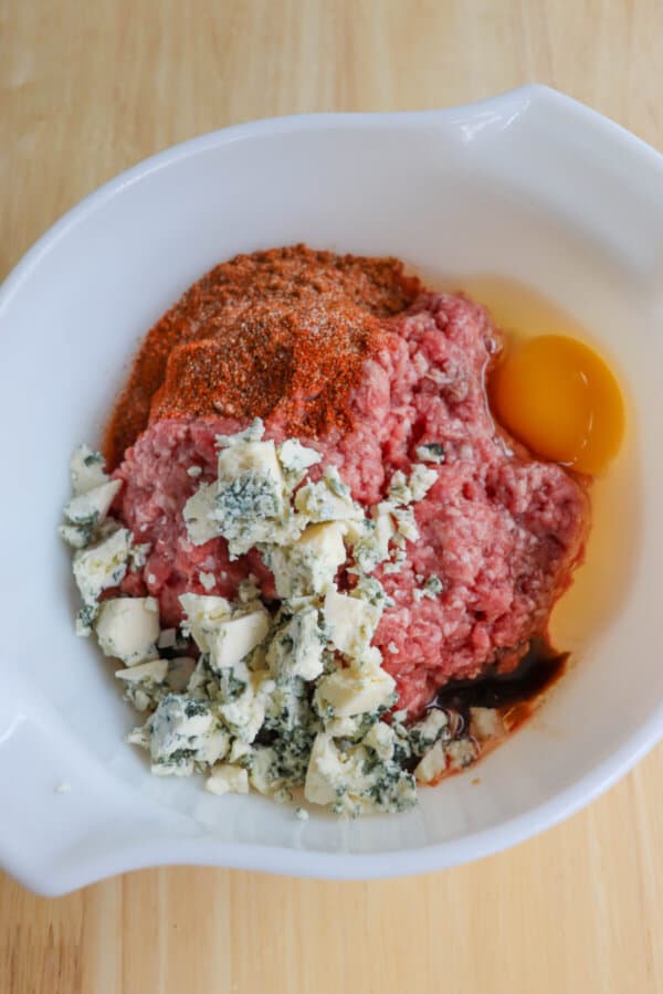 Blue Cheese Burger Ingredients in a Bowl