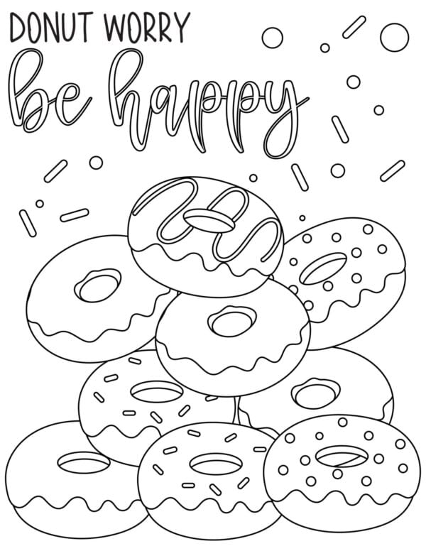 Outline of a pile of donuts to color in.