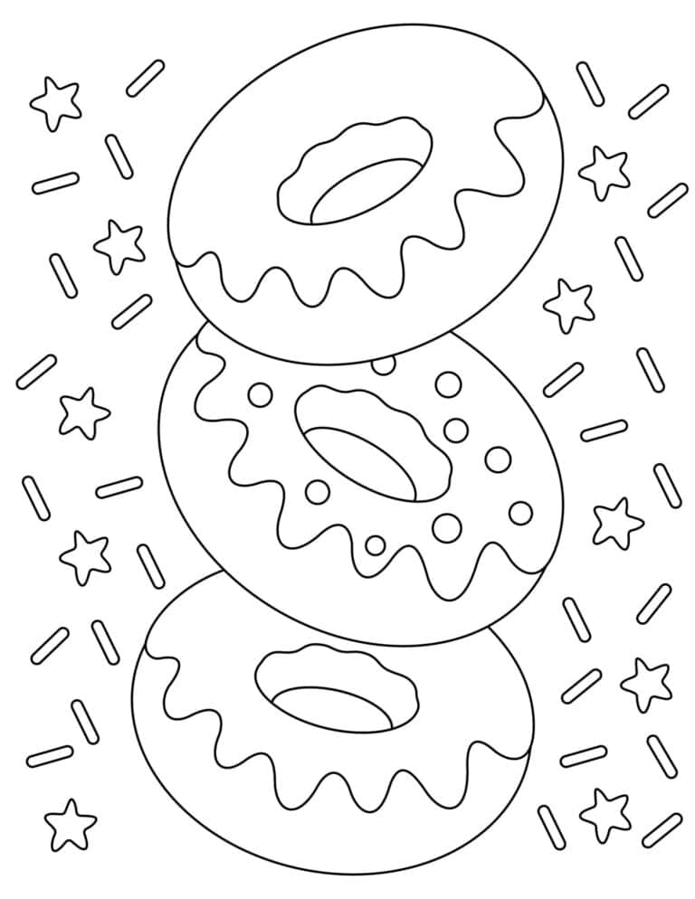 Donut Printable Coloring Pages