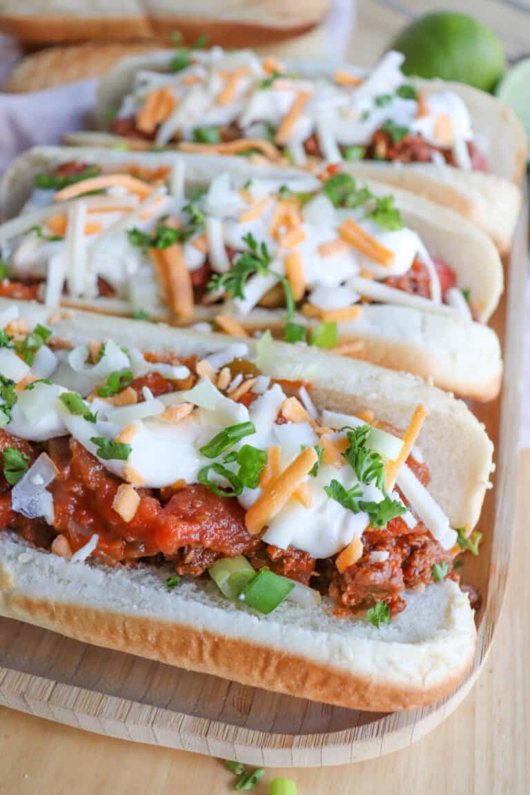 Taco Hot Dog Recipe (Mexican Chili Dogs)