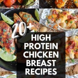 High Protein Chicken Breast Recipes with text overlay.