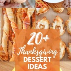 Thanksgiving dessert ideas with text overlay.