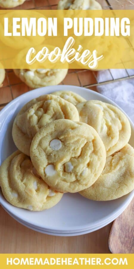 Lemon cookies with white chocolate chips on a white plate.