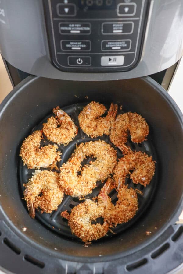 Air fried panko shrimpin the air fryer.