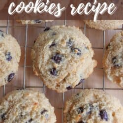 Chocolate chip cookies made with almond flour and cottage cheese on a wire rack.