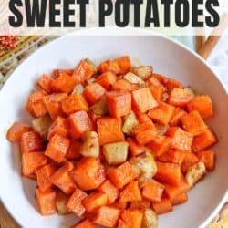 Enjoy this easy sweet potato & granny smith apple sheet pan recipe. A perfect blend of sweet and tart flavors, roasted to perfection for a healthy side dish!