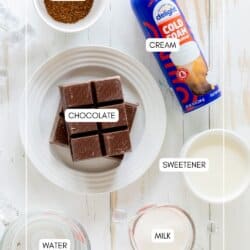 Ingredients for crackle coffee on a white surface.