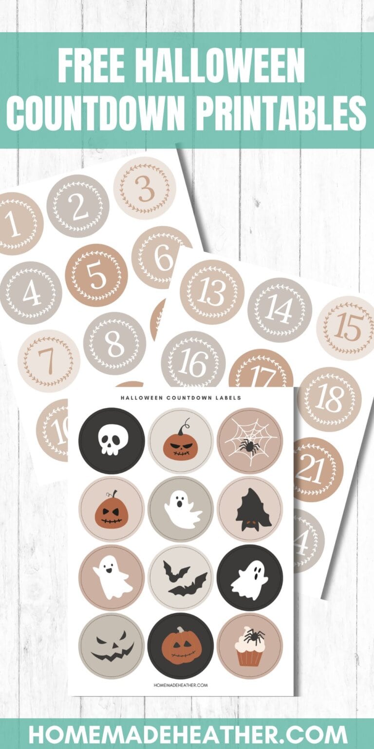 Halloween printables on a white flat lay.