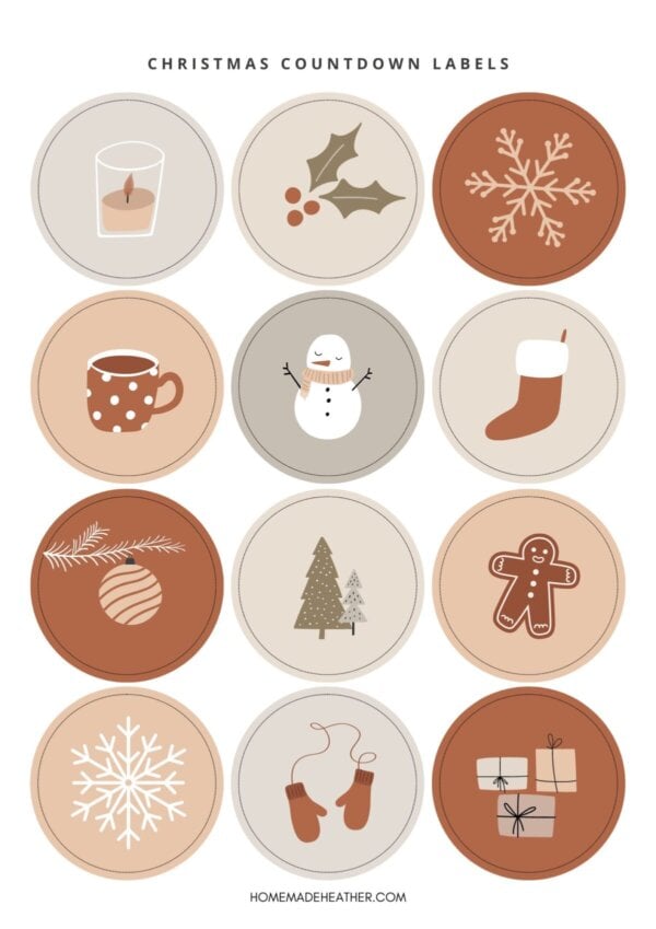 Christmas printables on a white flat lay.