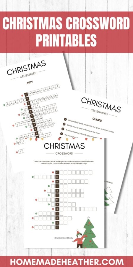nature printable bingo sheets Christmas crossword printables on a white flat lay.