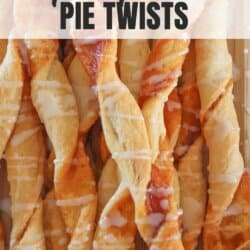 Baked pie dough twisted with pumpkin filling and drizzled with icing.