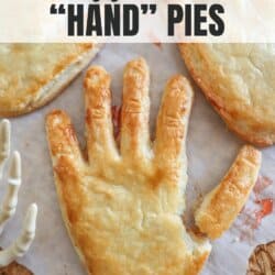 Pie in the shape of a hand.
