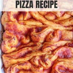 Pizza in the shape of an intestine.