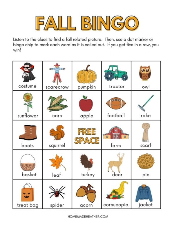 Free Fall Bingo Printables on a flat lay.