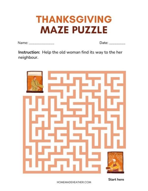 Free Thanksgiving Maze printable on a flat lay.