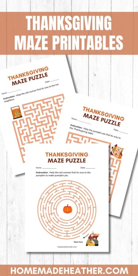 nature printable bingo sheets Free Thanksgiving Maze printable on a flat lay.