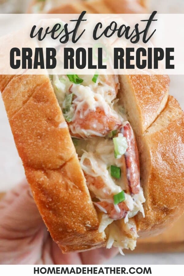 Toasted garlic bread stuffed with crab filling held in a hand.