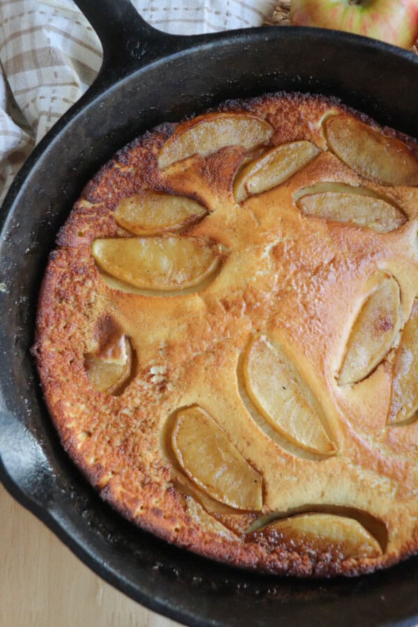 German dutch baby pancake in a cast iron skillet.