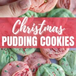 Pink and green cookies with Christmas sprinkles stacked on one another.