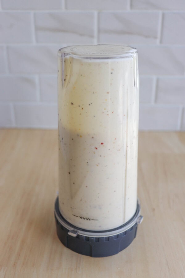 Flatbread ingredients blended together.