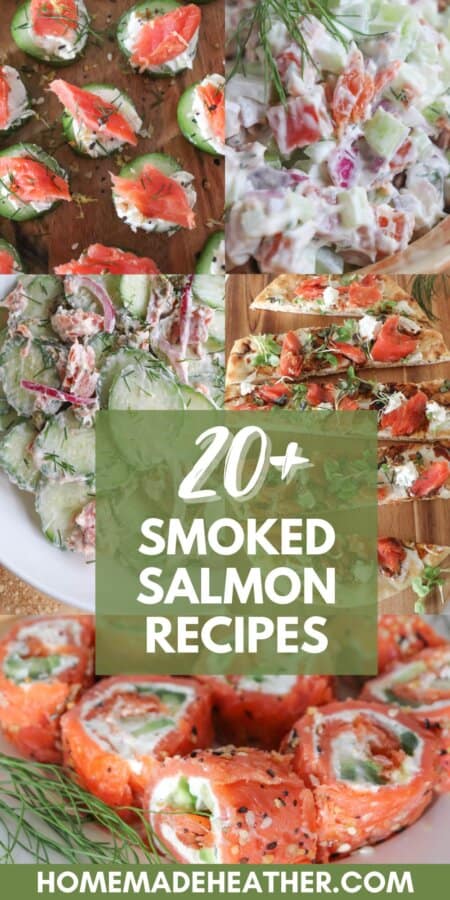 Smoked Salmon recipes on a flat lay with text overlay.