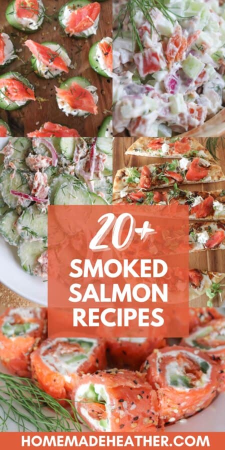 Smoked Salmon recipes on a flat lay with text overlay.